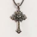Rhinestone Cross Skull Necklace - Chain Necklace