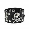 Black Bracelet with Skull & Crossbones - Studded Bracelet