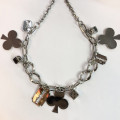 Clubs, Dice, & Blade Pendant - Silver Necklace
