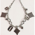 Diamonds, Dice, & Blade Pendant - Silver Necklace