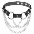 Spiked Choker With Rings And Chains - Spike Stud Choker