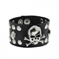 3 Row Conical Bracelet With Skull - Black Conical Bracelet