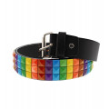 Rainbow 3 Row Belt - Pyramid Studded Belt