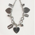 Hearts, Dice, & Blade Pendant - Silver Necklace