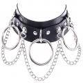 Three Ring Choker - Leather Chain Choker