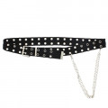 Black Eyelet Canvas Belt With Double Chain - Double Eyelet Canvas Belt With 2 chains