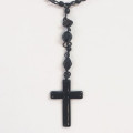 Black Cross Necklace - Beaded Chain Necklace