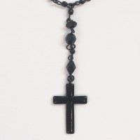 Black Cross Necklace - Beaded Chain Necklace