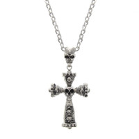 Cross With Skulls Pendant - 70cm Chain