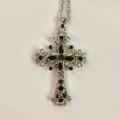 Silver Stone Cross - Chain Necklace